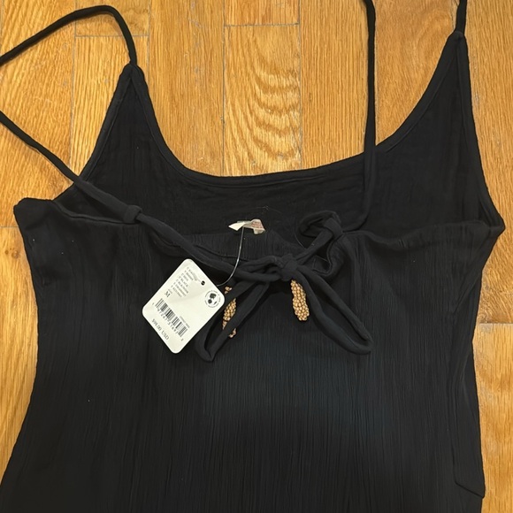 Free People Black Maxi Slip Dress with Side Slit - Picture 4 of 10